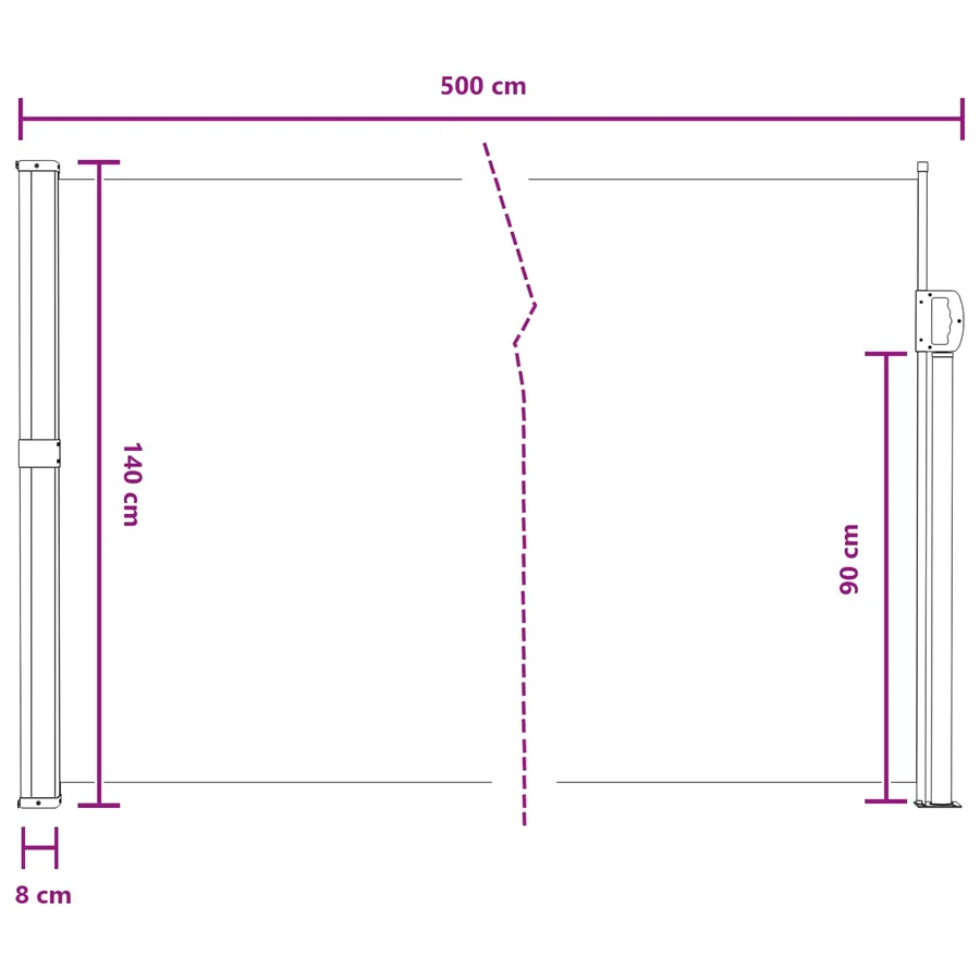 Store latéral rétractable Gris 500 x 140 cm Polyester - 8