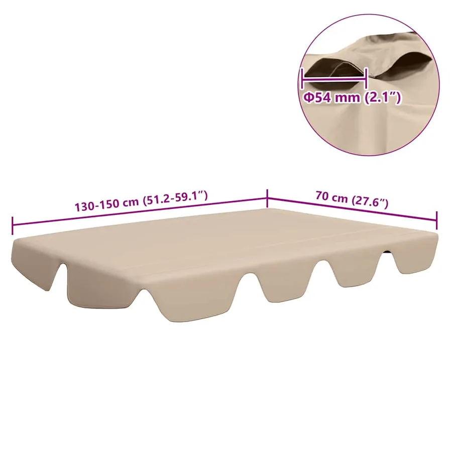 Toit de rechange de balançoire beige 150/130x105/70 cm - 6