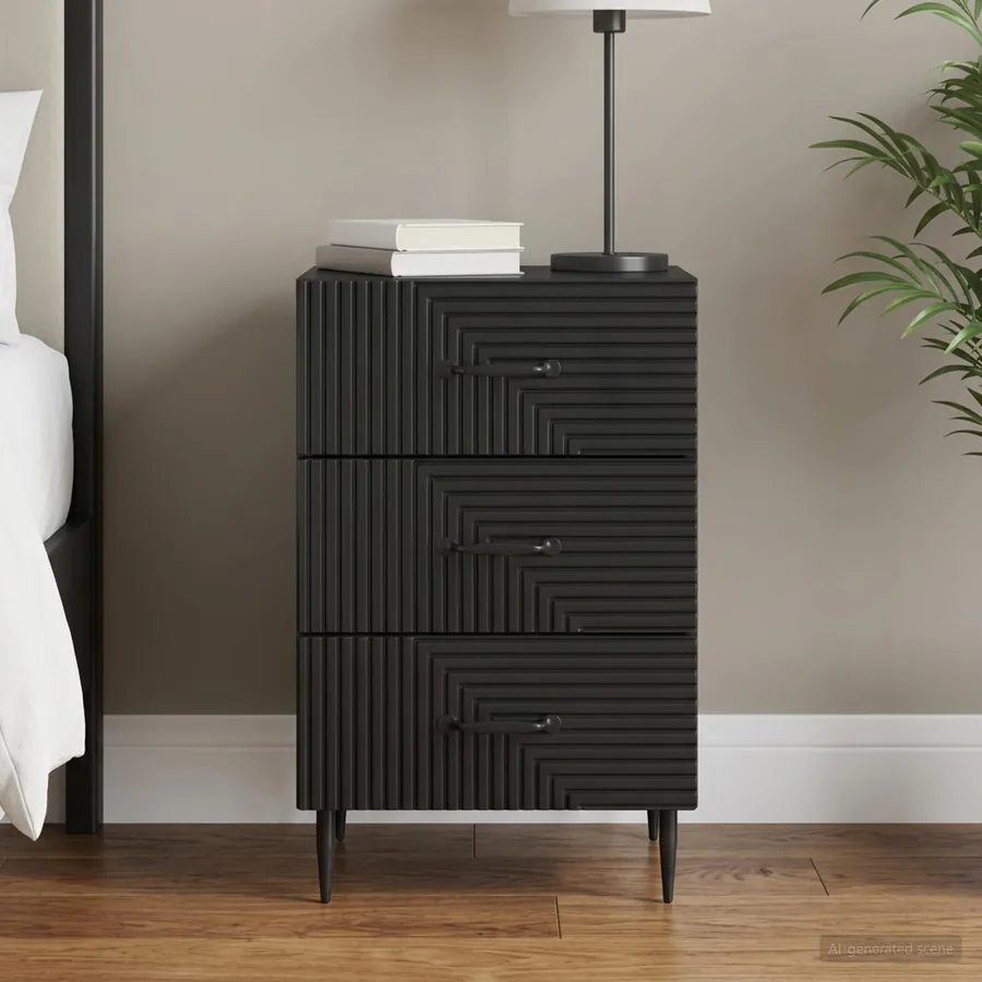 Cabinet de chevet Noir 43 x 41 x 66,5 cm Bois d'ingénierie