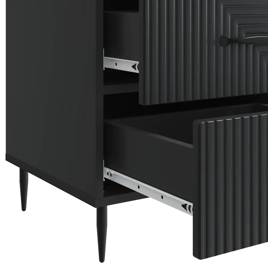 Cabinet de chevet Noir 43 x 41 x 66,5 cm Bois d'ingénierie - 9