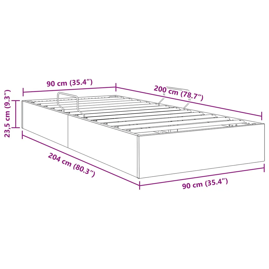 Cadre de lit ottoman avec stockage Rose 90 x 200 cm Velours - 13