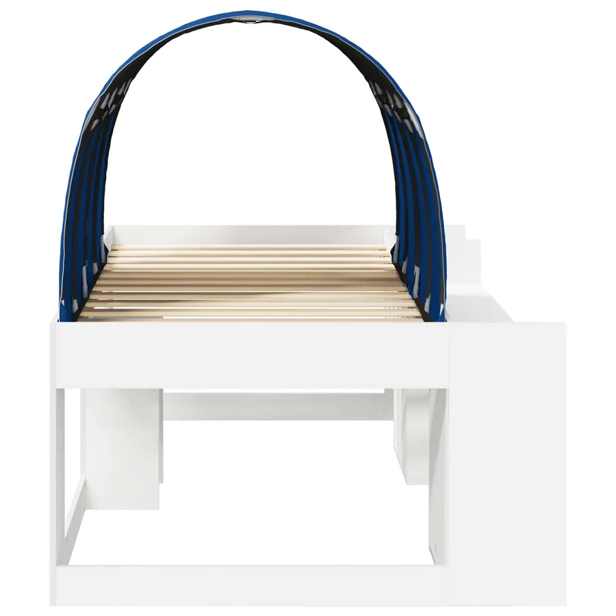 Lit avec Tunnel 3 pc Blanc et bleu Bois d'ingénierie - 7