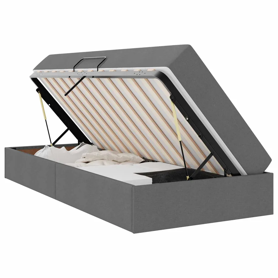 Lit avec rangement et matelas Gris foncé 90 x 190 cm Polyester - 2