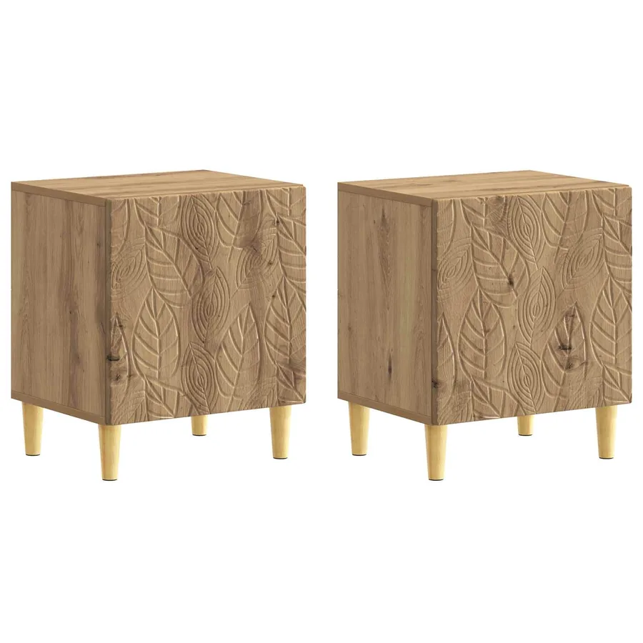 Table de chevet 2 pc Chêne artisanal 43 x 34,5 x 50 cm - 2