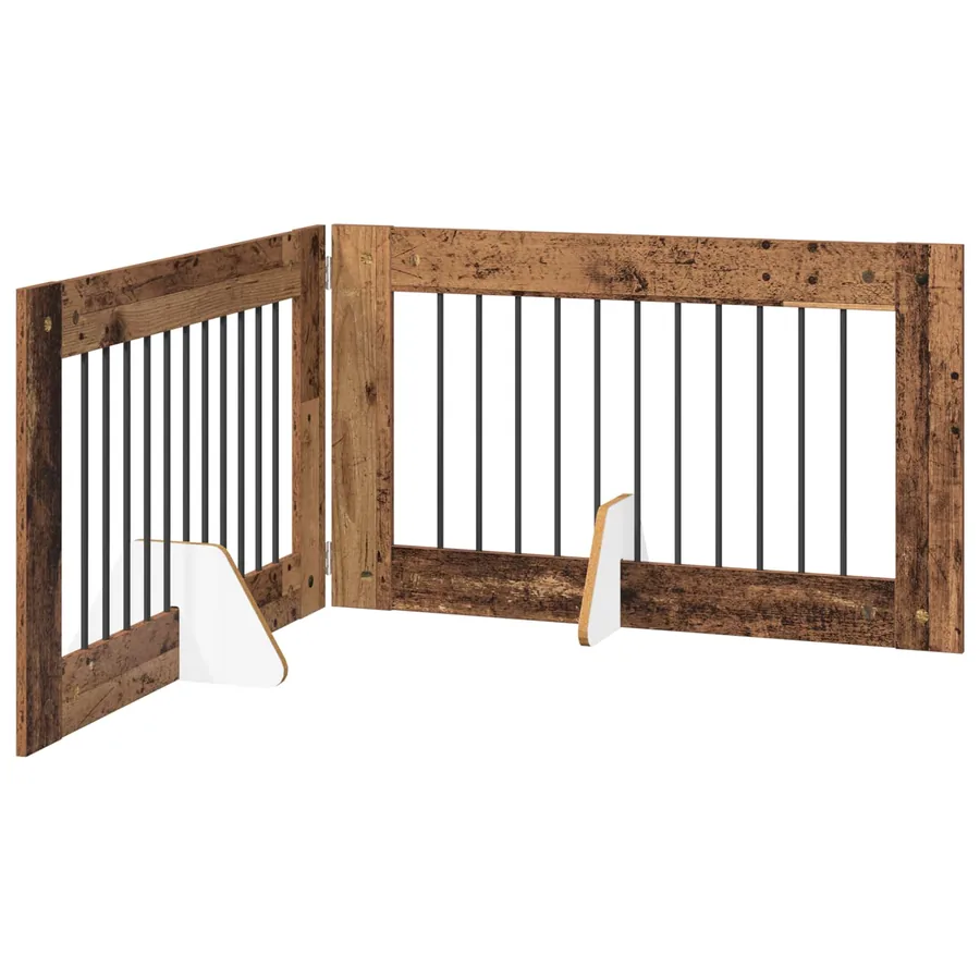 Porte de chien pliable avec supports 2 pcs Bois ancien 200,5 cm - 2