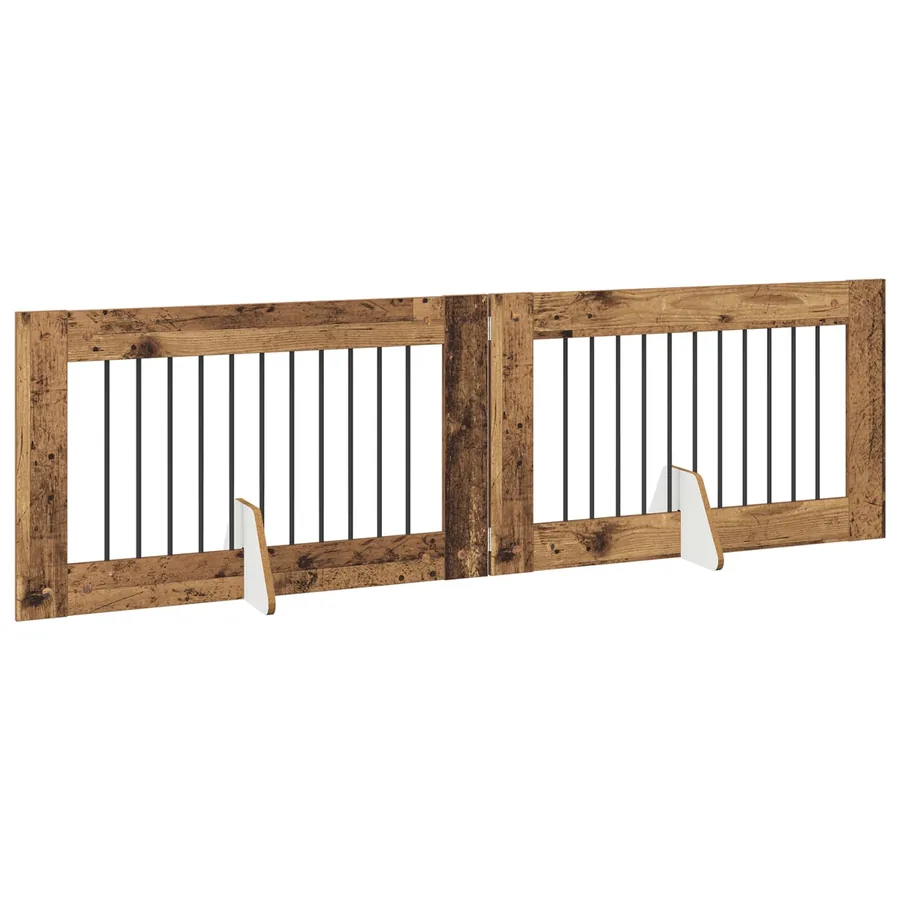 Porte de chien pliable avec supports 2 pcs Bois ancien 200,5 cm - 3