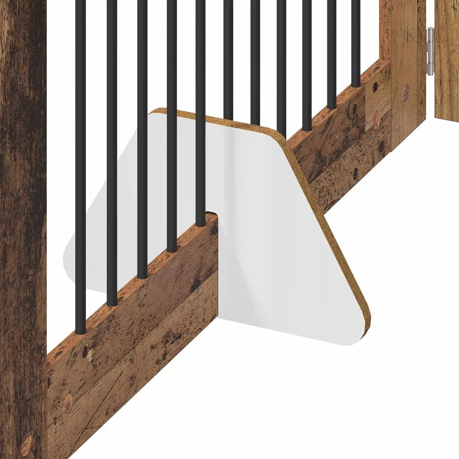 Porte de chien pliable avec supports 2 pcs Bois ancien 200,5 cm - 6