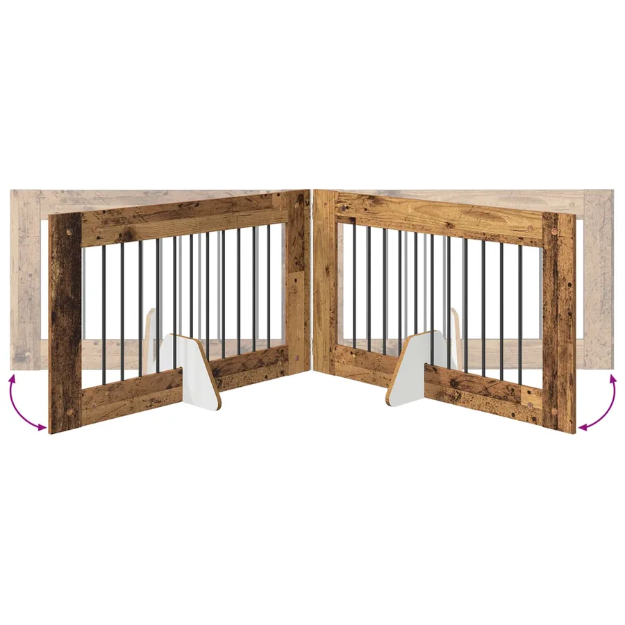 Porte de chien pliable avec supports 2 pcs Bois ancien 200,5 cm - 7