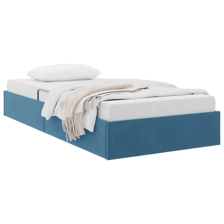 Cadre de lit ottoman Bleu foncé 90 x 190 cm Velours - 3