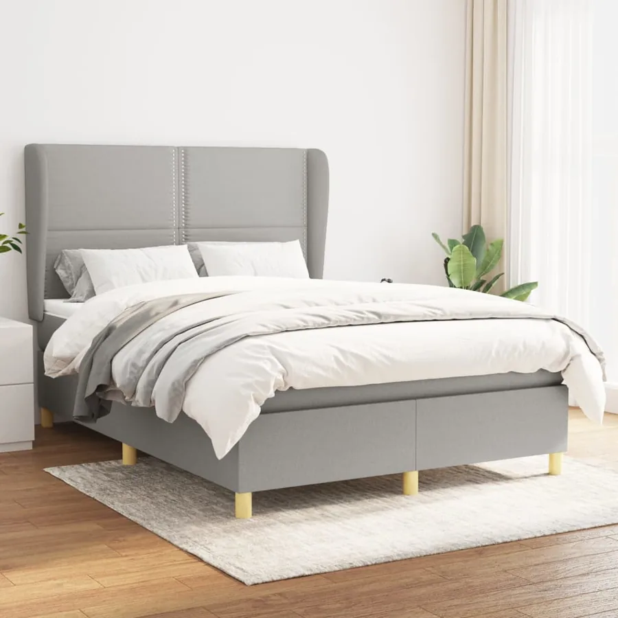 Sommier à lattes de lit avec matelas Gris clair 140x200cm Tissu