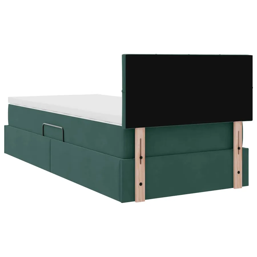 Lit de Rangement avec matelas Vert foncé 90 x 200 cm Velours - 11