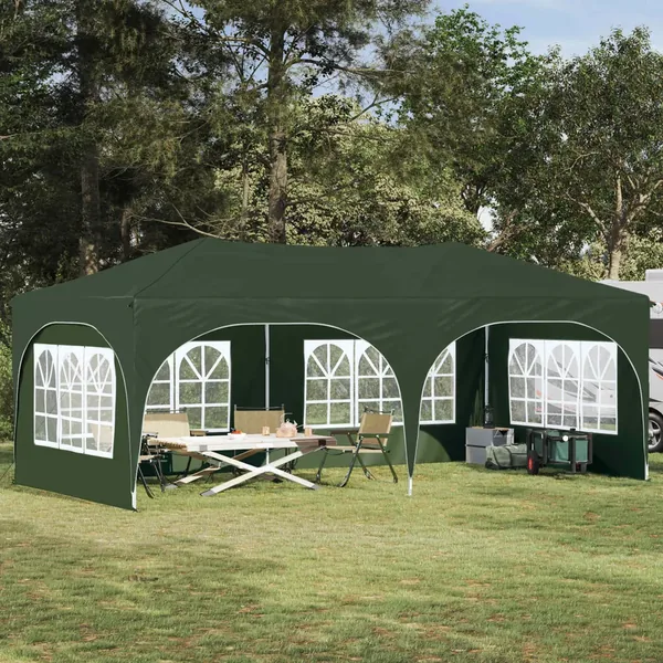 Tente de fête pop-up 575 x 288 x 245 cm Vert Tissu Oxford