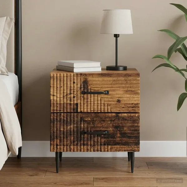 Cabinet de chevet avec tiroir Bois ancien 43 x 34,5 x 47,5 cm