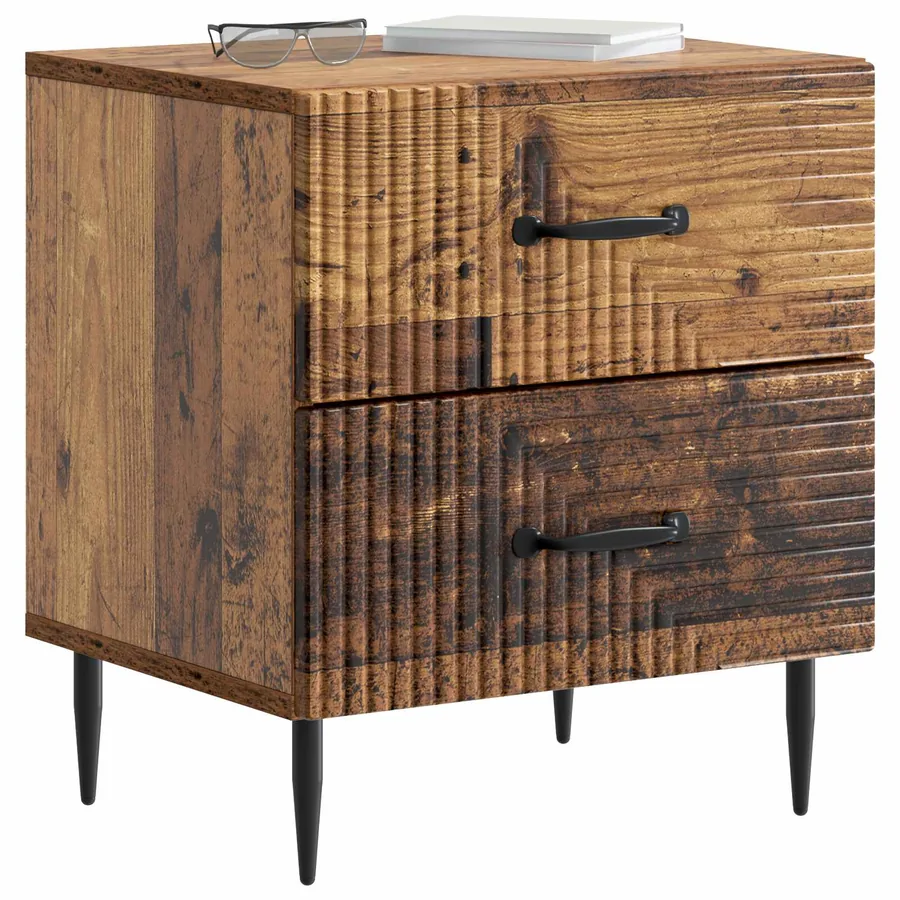 Cabinet de chevet avec tiroir Bois ancien 43 x 34,5 x 47,5 cm - 3