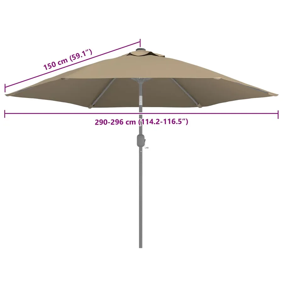 Tissu de remplacement pour parasol d'extérieur Taupe 300 cm - 7