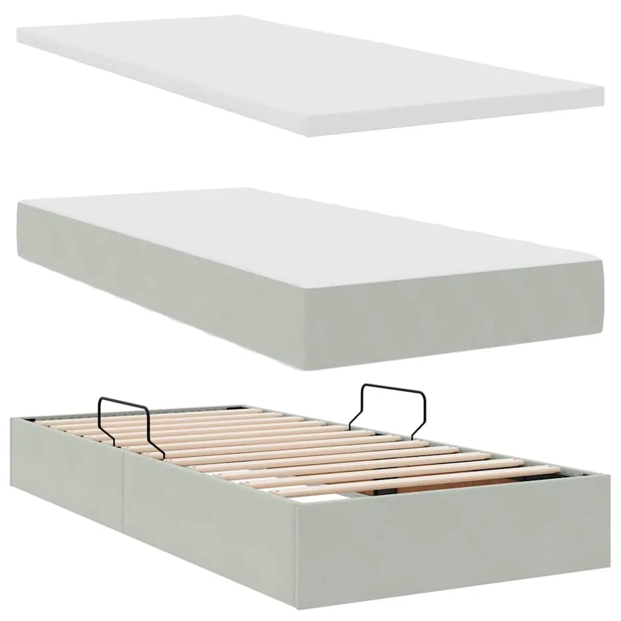 Lit de rangement LED avec matelas Gris clair 100 x 200 cm - 9