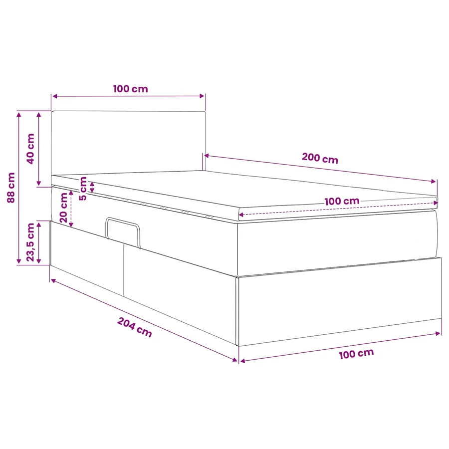 Lit de rangement LED avec matelas Gris clair 100 x 200 cm - 12