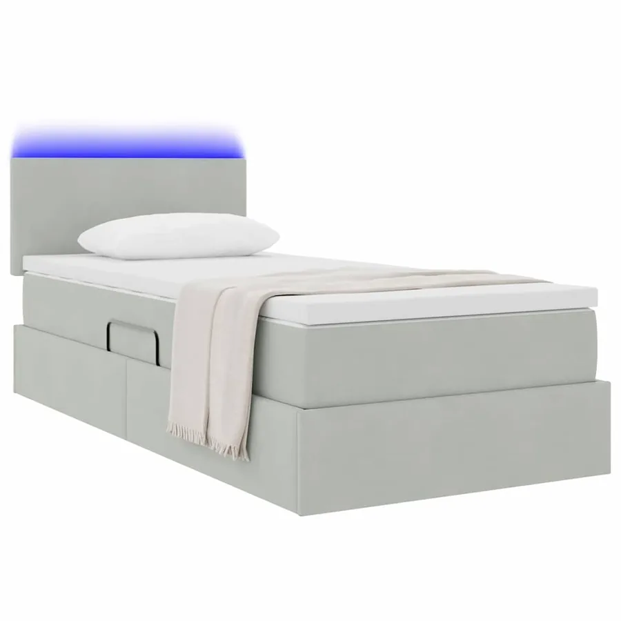 Lit de rangement LED avec matelas Gris clair 100 x 200 cm - 3