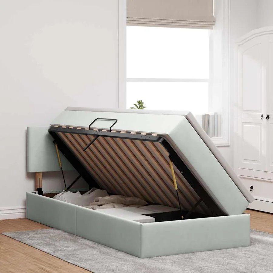 Lit de rangement LED avec matelas Gris clair 100 x 200 cm - 4