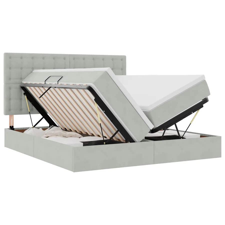 Lit de rangement LED avec matelas Gris clair 200 x 200 cm - 2