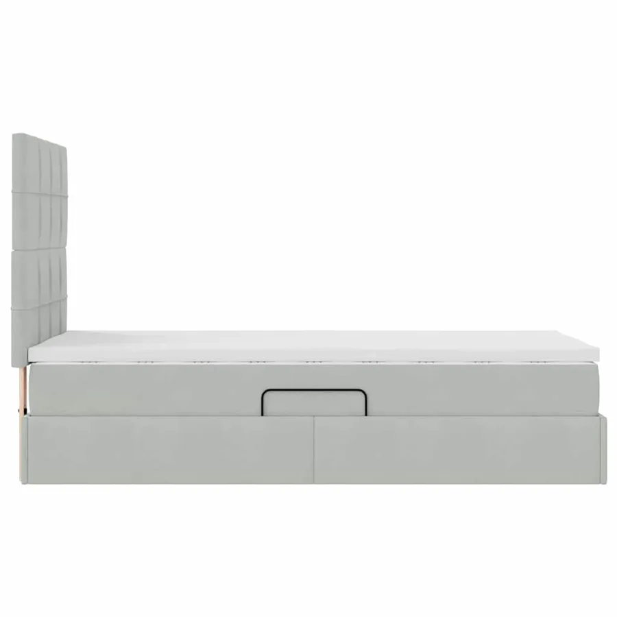 Lit avec rangement et matelas Gris clair 100 x 200 cm Velours - 10