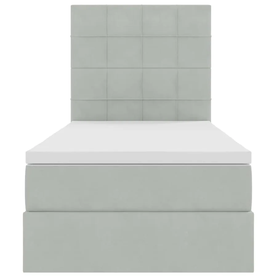 Lit avec rangement et matelas Gris clair 100 x 200 cm Velours - 7