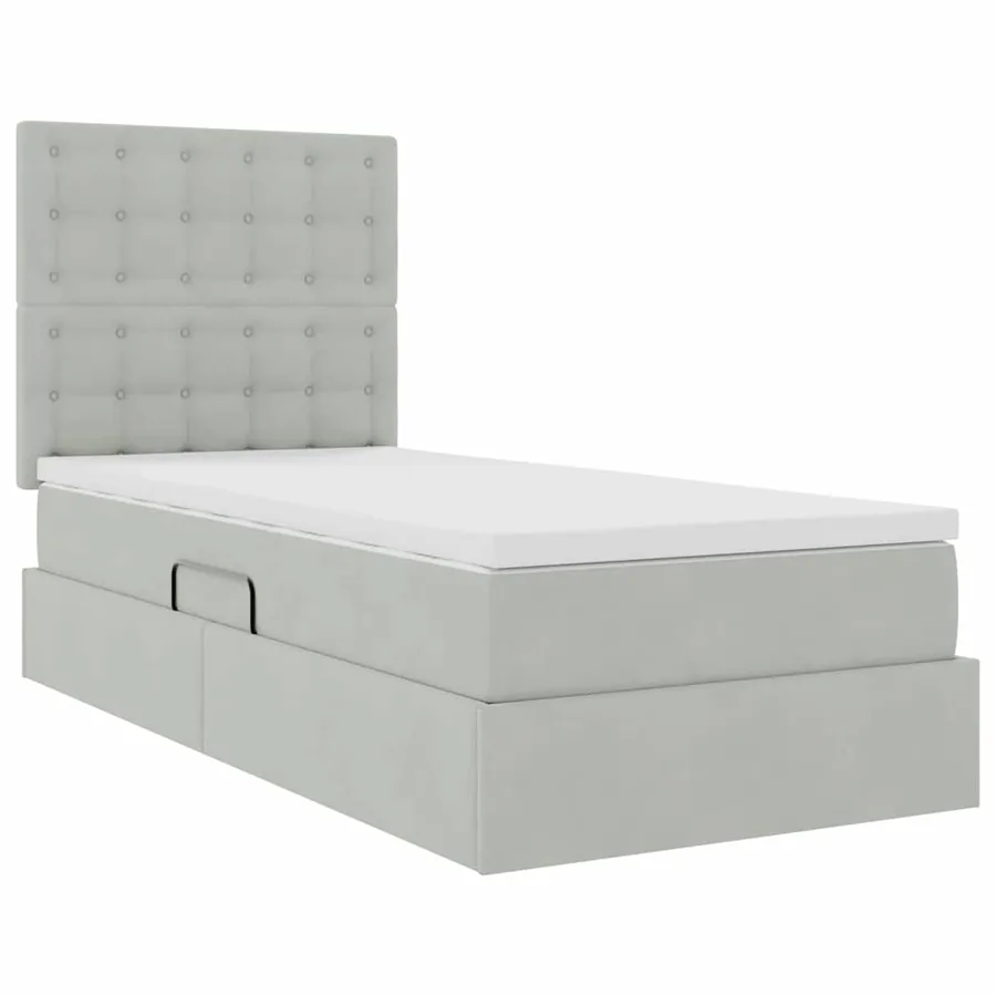 Lit de rangement LED avec matelas Gris clair 100 x 200 cm - 6