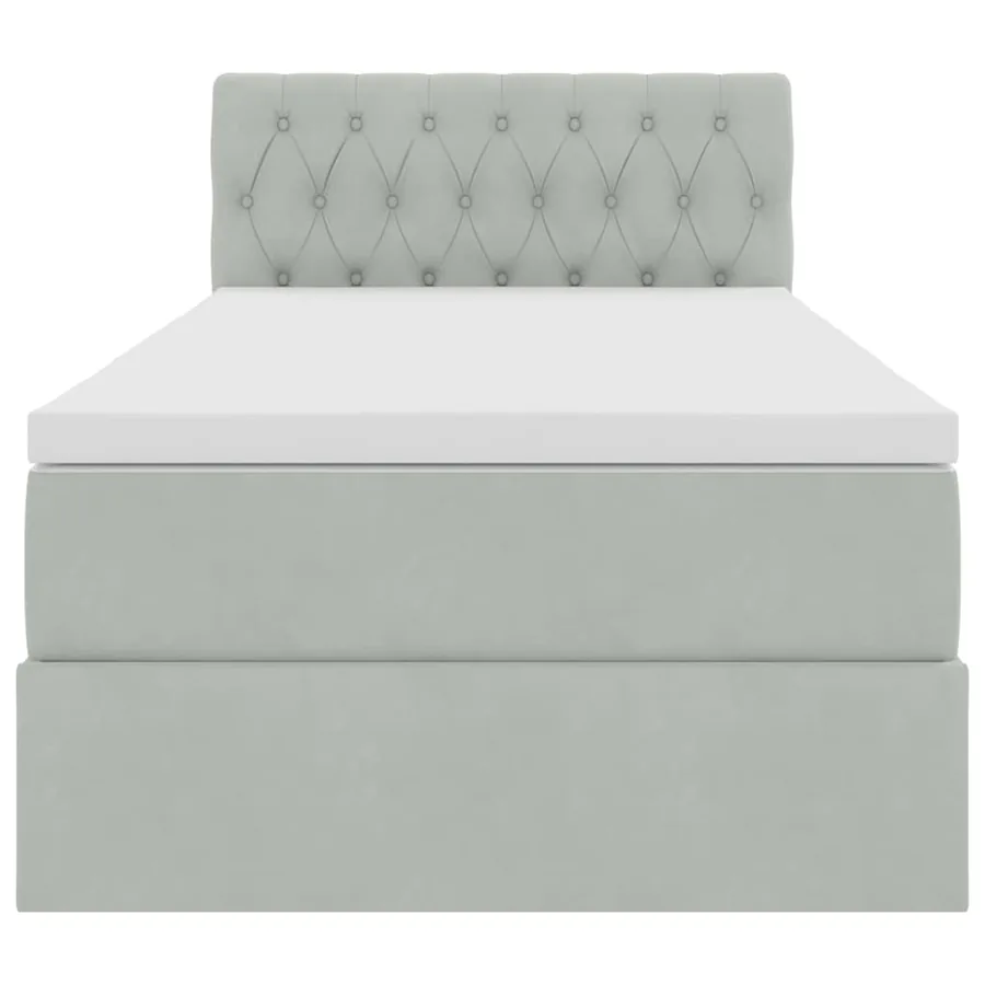 Lit de Rangement avec matelas Gris clair 100 x 200 cm Velours - 7