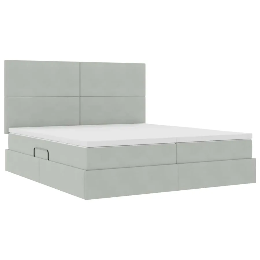 Lit de rangement LED avec matelas Gris clair 200 x 200 cm - 6