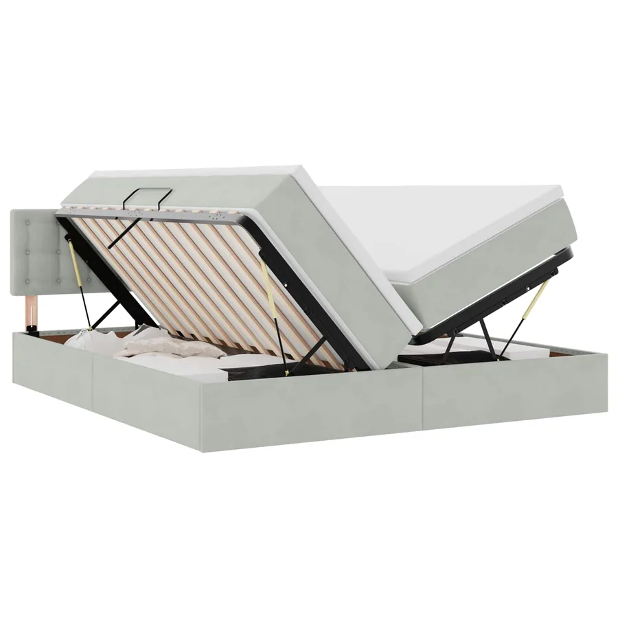 Lit de Rangement avec matelas Gris clair 100 x 200 cm - 2