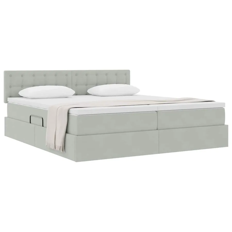 Lit de Rangement avec matelas Gris clair 100 x 200 cm - 3