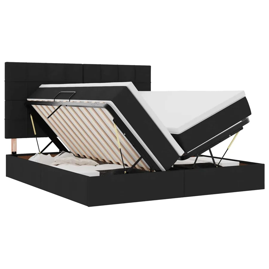 Lit de rangement LED avec matelas Noir 180 x 200 cm Tissu - 2