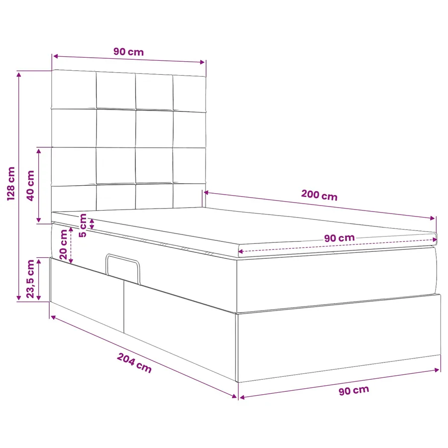Lit de rangement LED avec matelas Noir 90 x 200 cm Tissu - 16