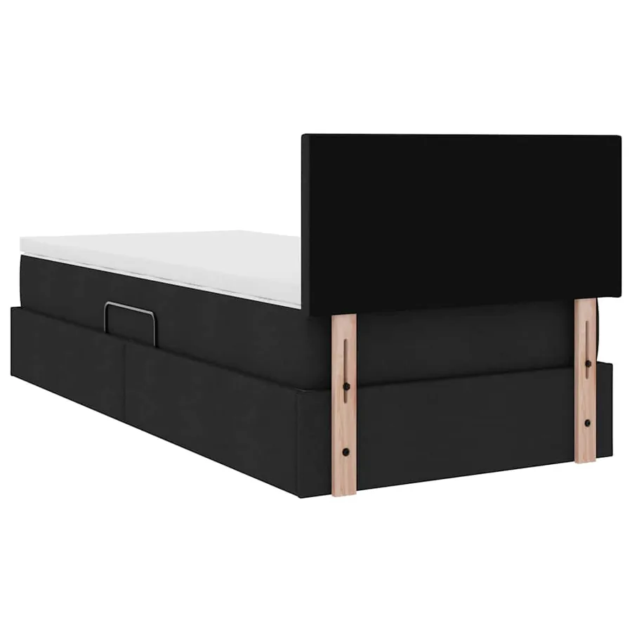 Lit de rangement LED avec matelas Noir 90 x 200 cm Tissu - 12