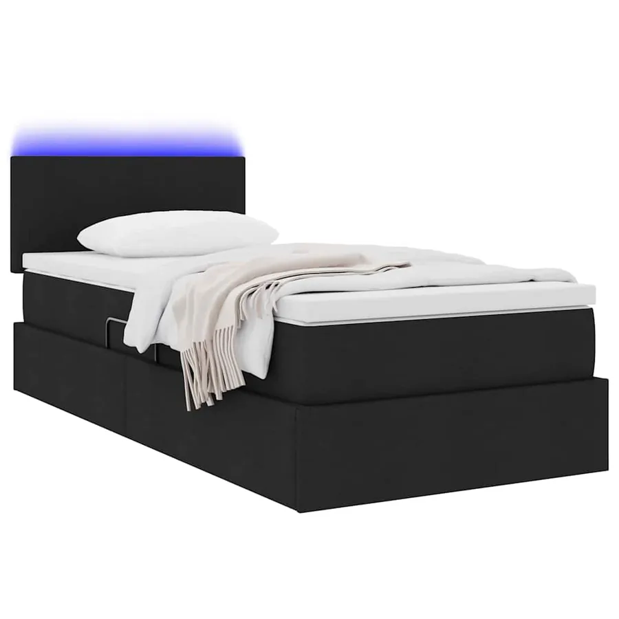 Lit de rangement LED avec matelas Noir 90 x 200 cm Tissu - 3