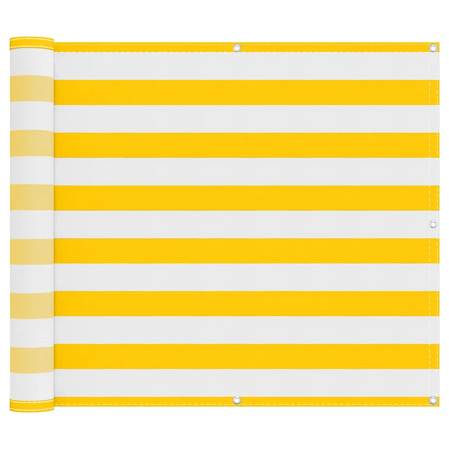 Écran de balcon Jaune et blanc 100 x 600 cm Tissu Oxford - 2