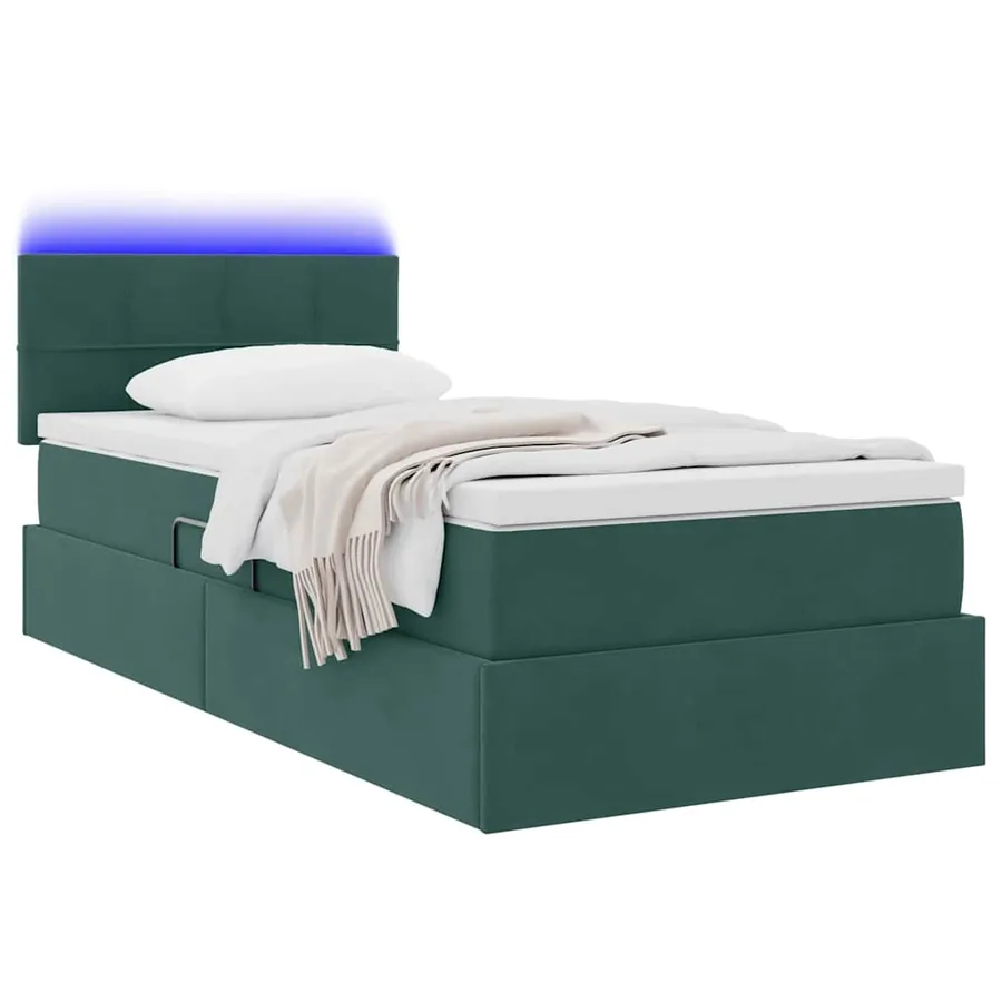 Lit de rangement LED avec matelas Vert foncé 90 x 200 cm - 3