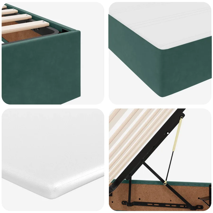 Lit avec rangement et matelas Vert foncé 90 x 200 cm Velours - 11
