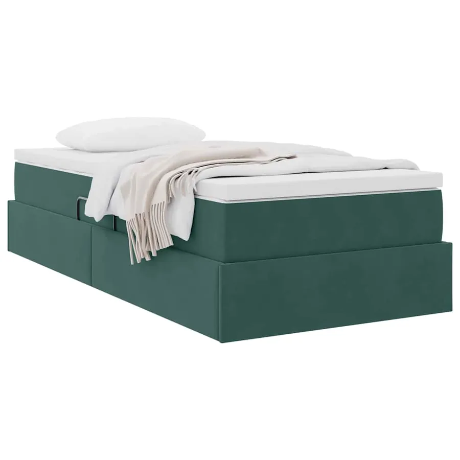 Lit avec rangement et matelas Vert foncé 90 x 200 cm Velours - 3