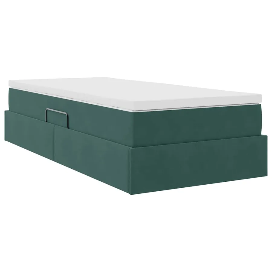 Lit avec rangement et matelas Vert foncé 90 x 200 cm Velours - 5