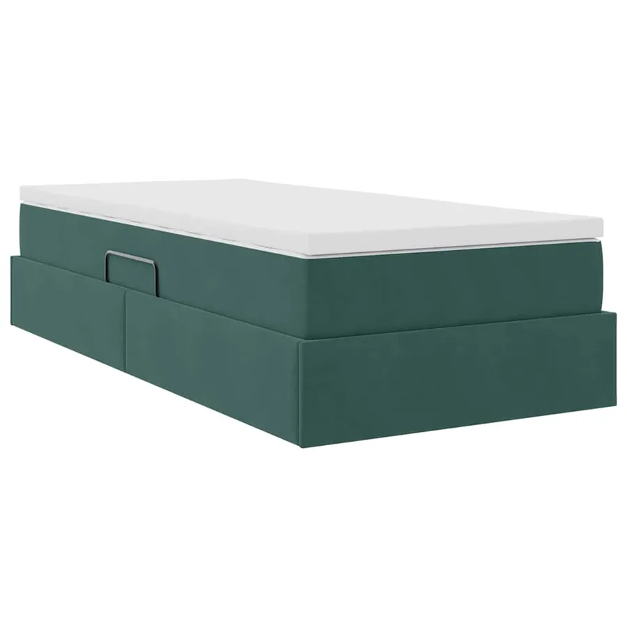 Lit avec rangement et matelas Vert foncé 90 x 200 cm Velours - 8