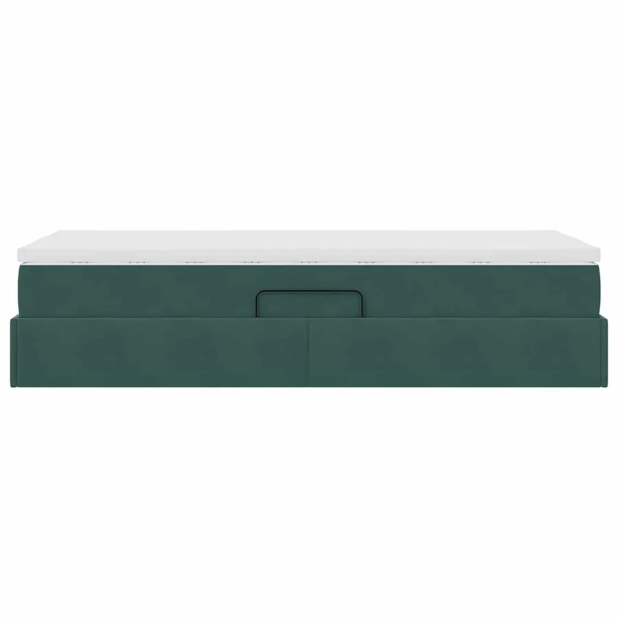Lit avec rangement et matelas Vert foncé 90 x 200 cm Velours - 9