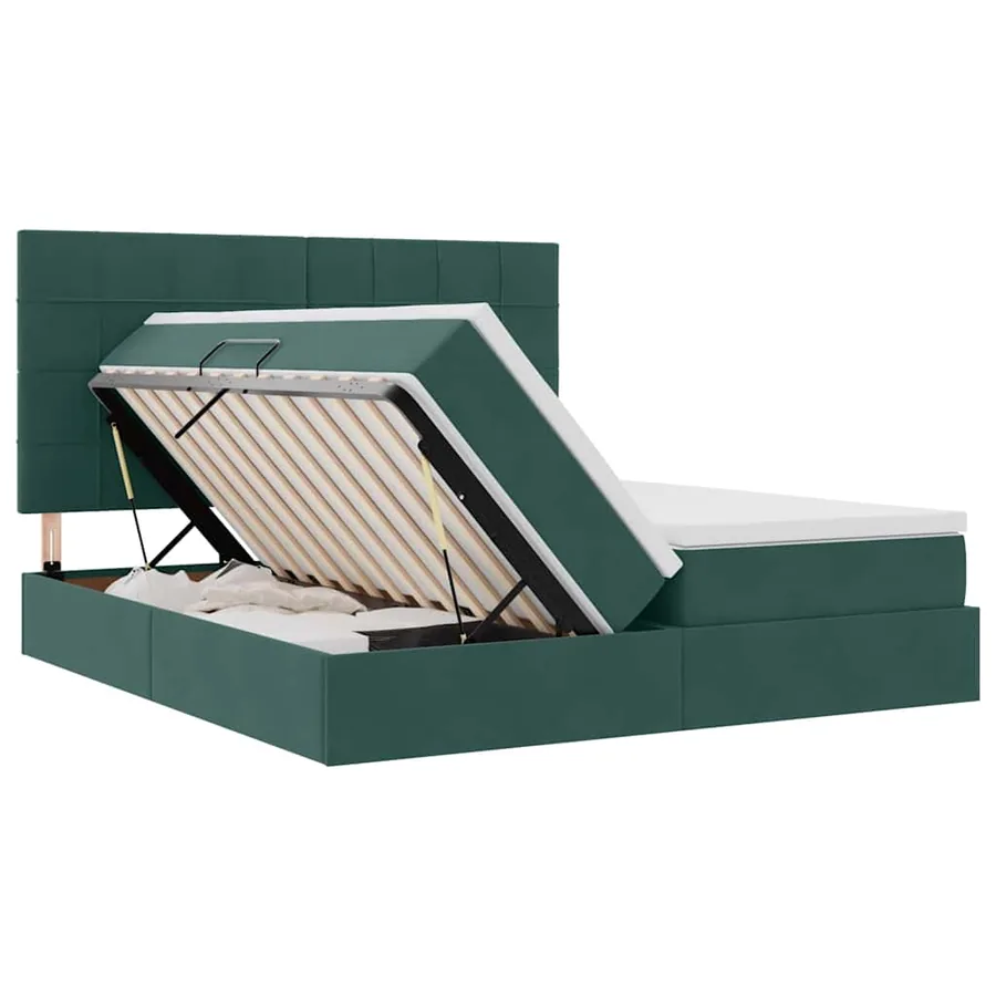 Lit de Rangement avec stockage Vert foncé 180 x 200 cm Velours - 7