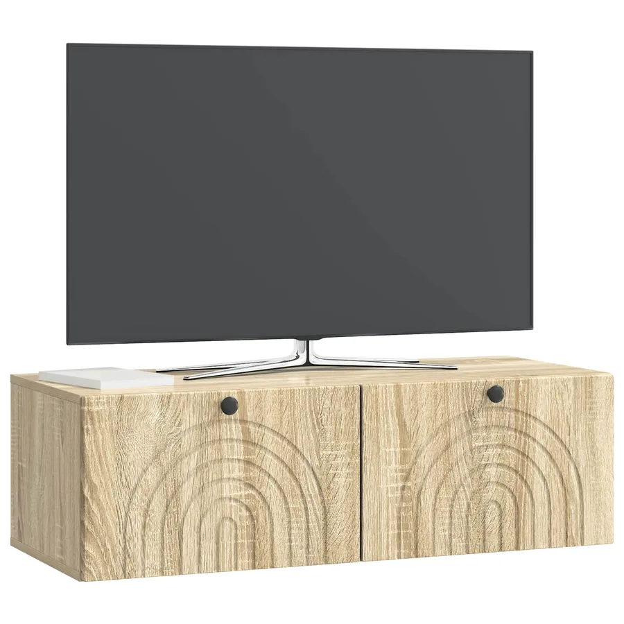 Meuble TV mural Chêne Sonoma 98 x 41 x 30 cm Bois d'ingénierie - 3