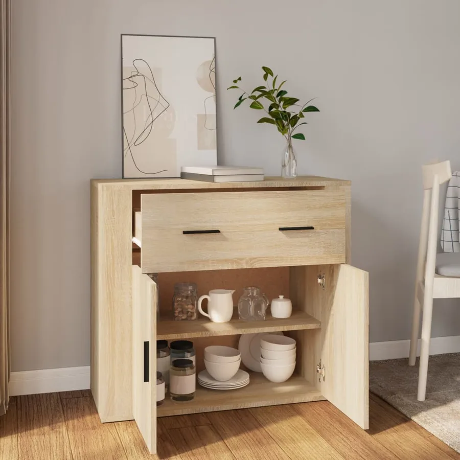 Buffet Chêne sonoma 80x33x70 cm Bois d'ingénierie - 6