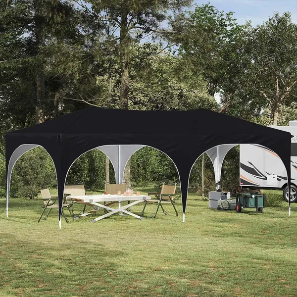 Tente de fête pop-up 575 x 288 x 245 cm Noir Tissu Oxford