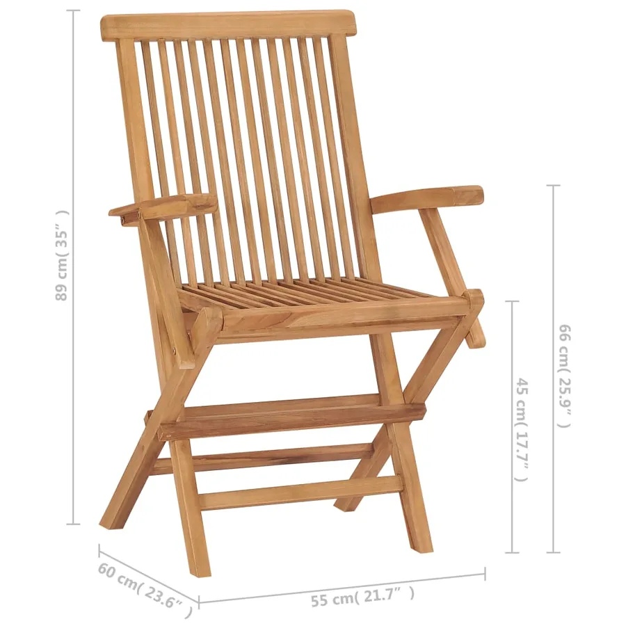 Chaises de jardin et coussins blanc crème lot de 8 Teck massif - 15