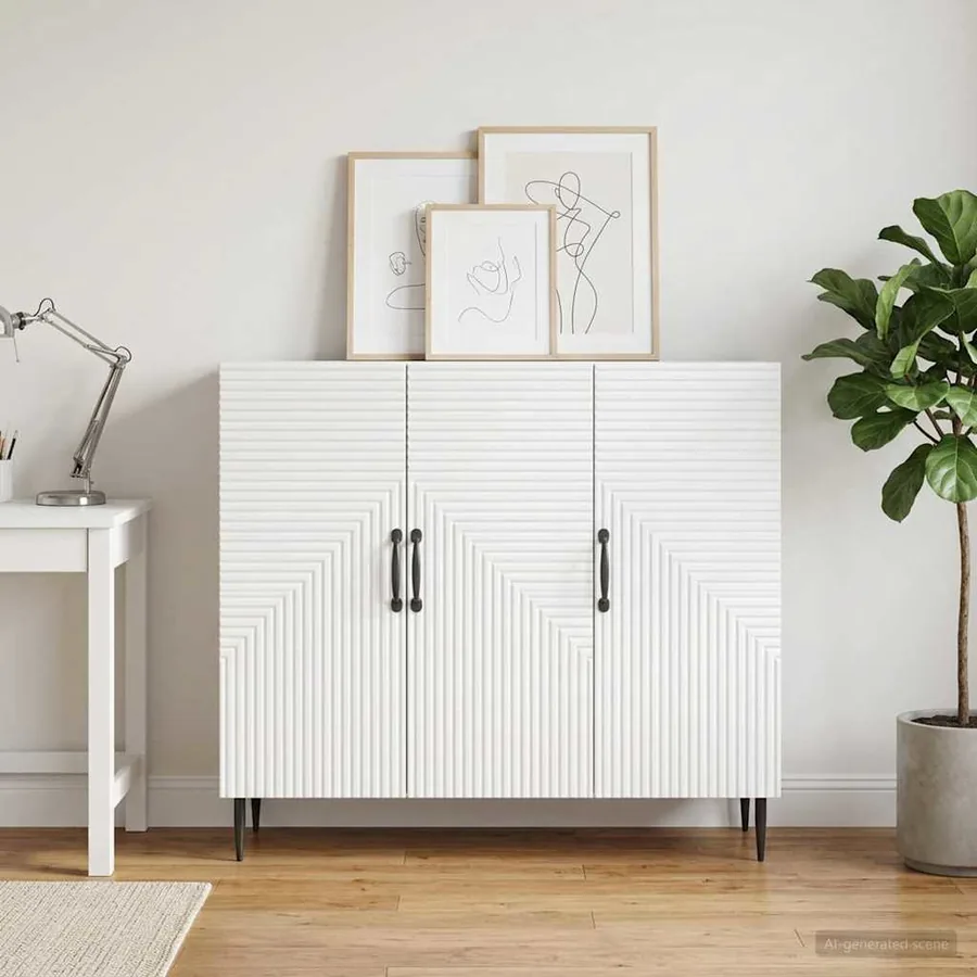 Buffet Blanc 89 x 34,5 x 80 cm Bois d'ingénierie