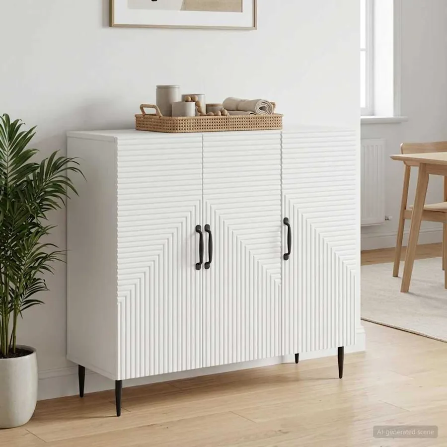 Buffet Blanc 89 x 34,5 x 80 cm Bois d'ingénierie - 4