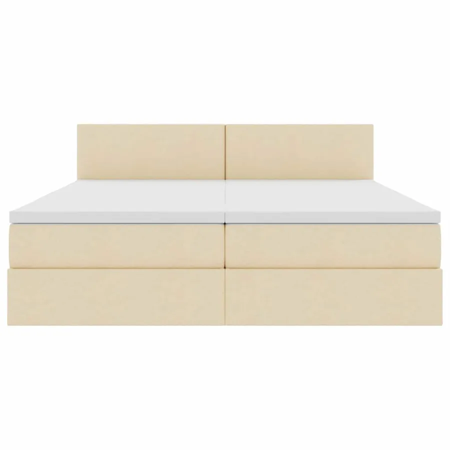 Lit de Rangement Crème 200 x 200 cm Cuir synthétique - 10
